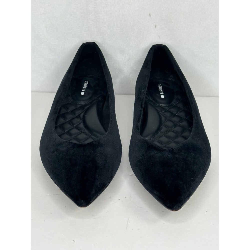 Birdies The Swan Black Velvet Pointed Toe Flats Shoes Womens 7.5